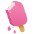Надкусанное розовое фруктовое мороженое