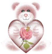 Анимированный розовый медведь с сердечком
